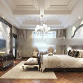 Classic Bedroom Decoration Interior 3d model
