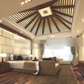 Midcentury Style Bedroom Interior 3d model