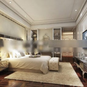 西洋の装飾寝室のデザインインテリア3Dモデル