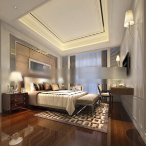Home Grand Size Bedroom Interior 3d model