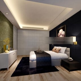 مدل سه بعدی داخلی مدرن اتاق خواب کوچک