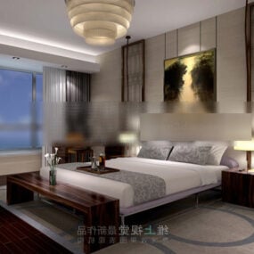 Bedroom Double Bed Modern Design Interior 3d model