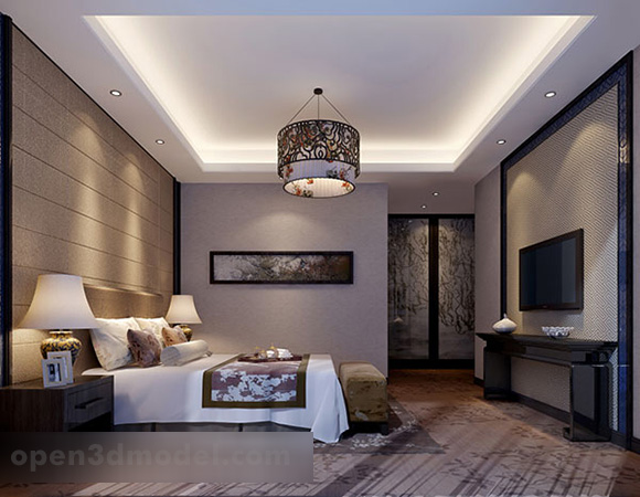 Modern Design Bedroom Interior 3d Model - .Max, .Vray - Open3dModel