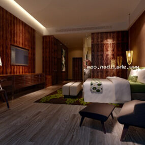 Dark Style Bedroom Interior 3d model