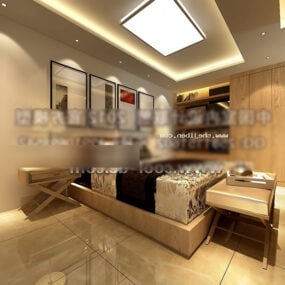 3D-Modell des Innenraums einer Villa mit Schlafzimmer