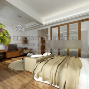 3д модель интерьера спальни в чистом стиле