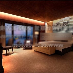 Modern Style Hotel Bedroom Interior 3d model