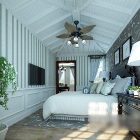 Bedroom Fan Chandeliers Design Interior 3d model