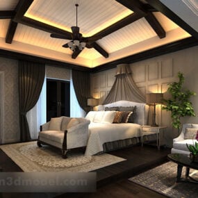 Bedroom Fan Lighting Interior 3d model