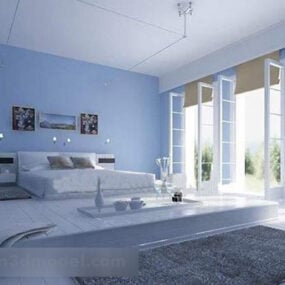 Modelo 3D de interior com design de quarto com menos cores