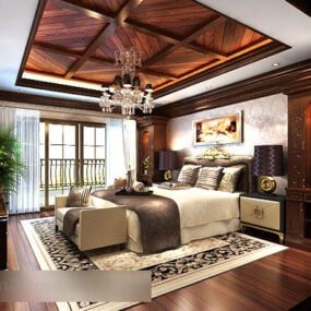 Bedroom Grate Ceiling Interior 3d model