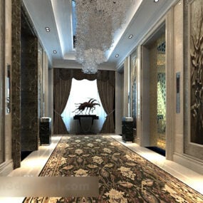 Modelo 3D do interior do design do lobby do hotel