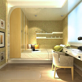 Bedroom Study Overall Interior 3d model