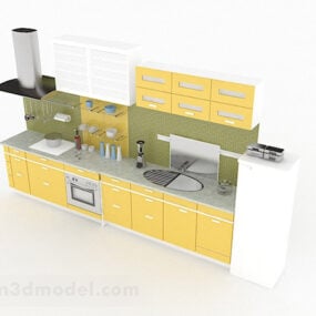 Beige Straight Shaped Kitchen Cabinet 3d model