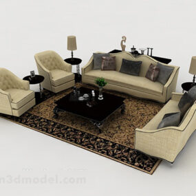 أريكة منزلية باللون البيج والبني نموذج ثلاثي الأبعاد