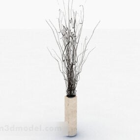Beige Ceramic Vase Dry Branches 3d model