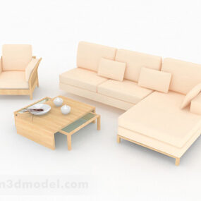 Beige Set Sofa Furniture 3d model