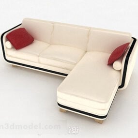 3д модель домашнего многоместного дивана бежевого цвета