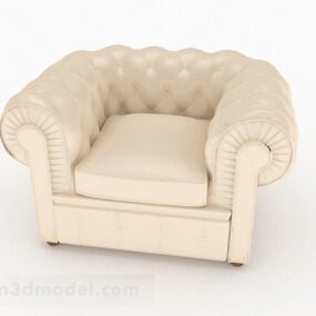 3д модель домашнего одноместного дивана бежевого цвета с мебелью