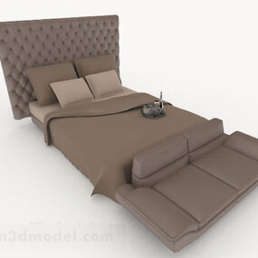 Beige Minimalist Home Double Bed 3d model