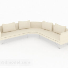 Beige Minimalist Multiseater Sofa 3d model