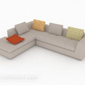 Nội thất ghế sofa nhiều chỗ ngồi bằng vải màu be Mẫu 3d