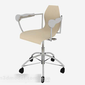 صندلی اداری چرم بژ مدل سه بعدی