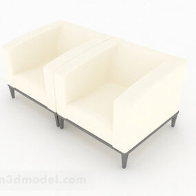 Canapé simple couleur beige modèle 3D