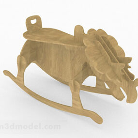 Béžové dřevěné dětské houpací křeslo 3D model