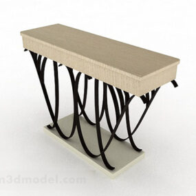 Beige Wooden Desk 3d model