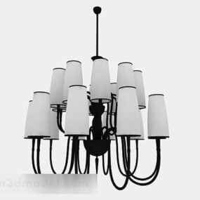 Mô hình 2d đèn chùm tròn 3 lớp kim loại phong cách châu Âu