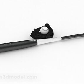 Guanto da baseball nero con mazza da baseball modello 3d