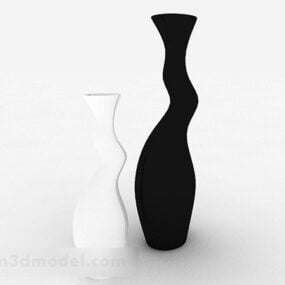 Siyah Beyaz Seramik Vazo Dekorasyonu 3d modeli