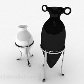 Vase à fond pointu de couleur noir et blanc modèle 3D
