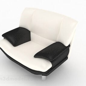 نموذج أبيض وأسود لأريكة فردية ثلاثية الأبعاد