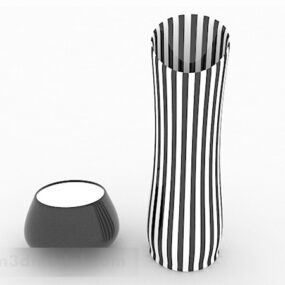 Black White Striped Ceramic Ornament 3d model