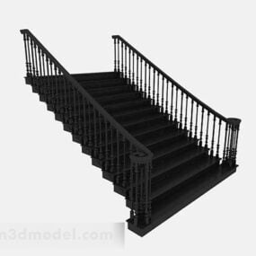 Modelo 3d de cor preta de escadas de hotel