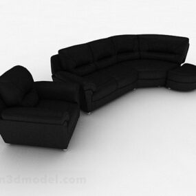 Black Combination Sofa Furniture 3d model