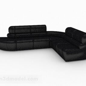 Czarna, wielomiejscowa sofa na co dzień Model 3D
