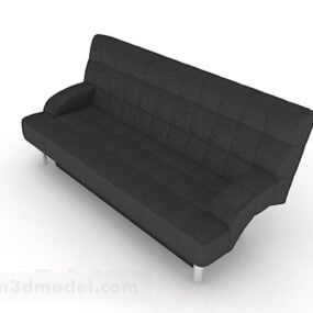 Black Casual Two-seat Sofa 3d model