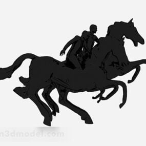 Černý keramický kůň domácí dekorace 3D model