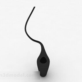 Black Ceramic Thin Mouth Vase 3d model