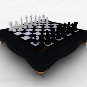 بازی شطرنج تخته شطرنج چوبی مدل سه بعدی