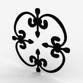 Zwart decoratief smeedijzeren bloem 3D-model