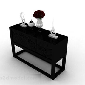 نموذج ديكور طاولة مكتب باللون الأسود ثلاثي الأبعاد