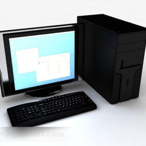 Computadora de escritorio negra modelo 3d