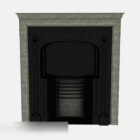 Black Iron Fireplace In Stone Frame