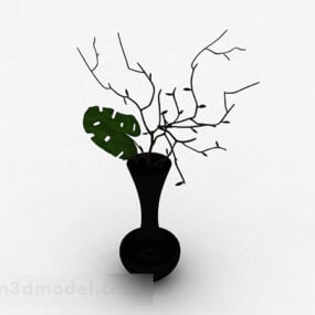 Černá flared keramická váza 3D model