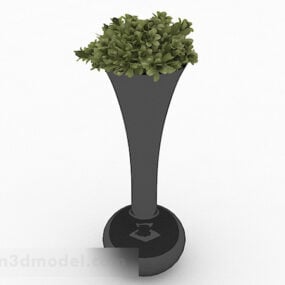 Černá váza s dlouhým krkem 3D model