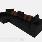 Modèle 3D de Canapé multi-places simple à la maison noire